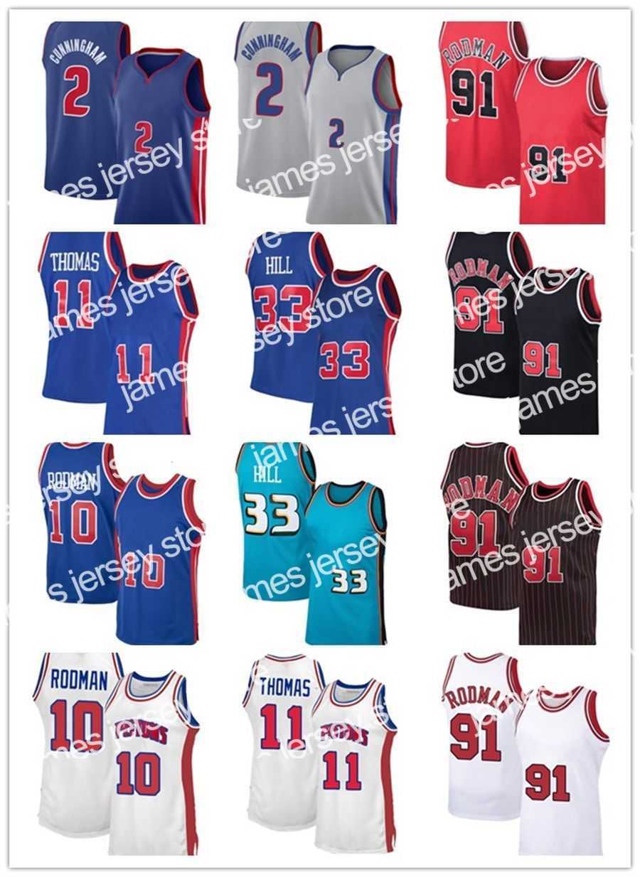 

Basketball Jerseys 2022 top Cunningham 2 Cade Detroits Piston Basketball Jerseys Hill 33 Grant Rodman 10 Dennis Thomas 11 Isiah 1998 1999 Jersey