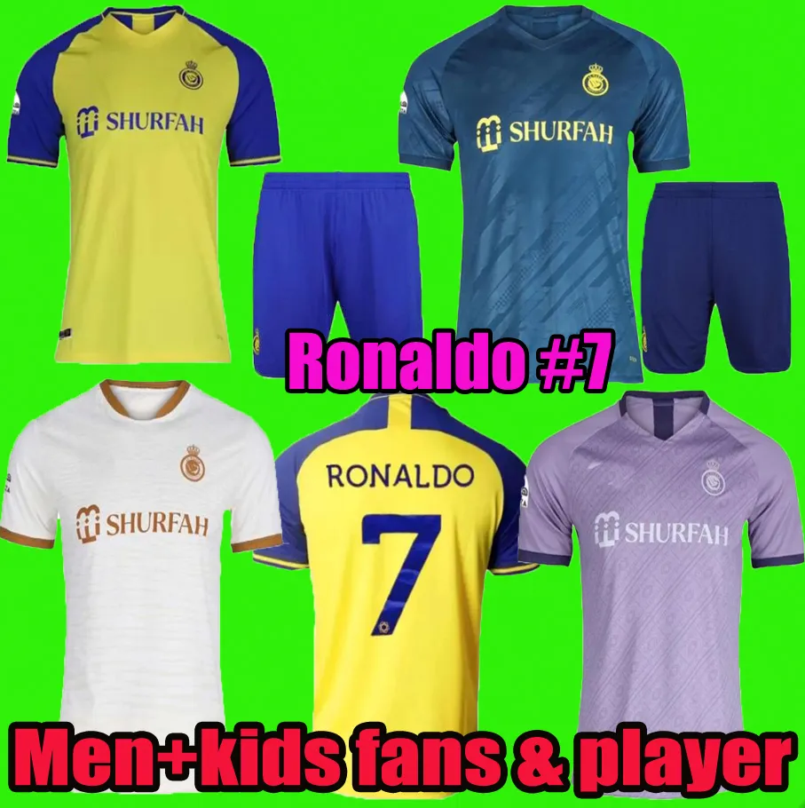 

Al Nassr FC soccer Jerseys Ronaldo 2022 2023 away third 22 23 CR7 Gonzalo Martinez Talisca Ghislain Konan Vincent Aboubakar men kids Football shiirt Player fans, 4th adult