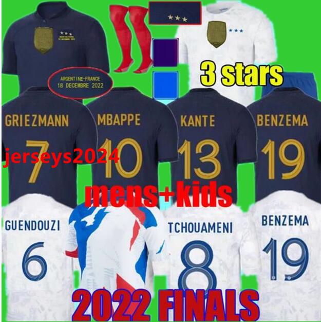

22 23 BENZEMA MBAPPE GRIEZMANN soccer jersey French final KANTE POGBA KOUNDE GIROUD GUENDOUZI home away 24 world cup Maillot de football shirt Men kids kit, 12