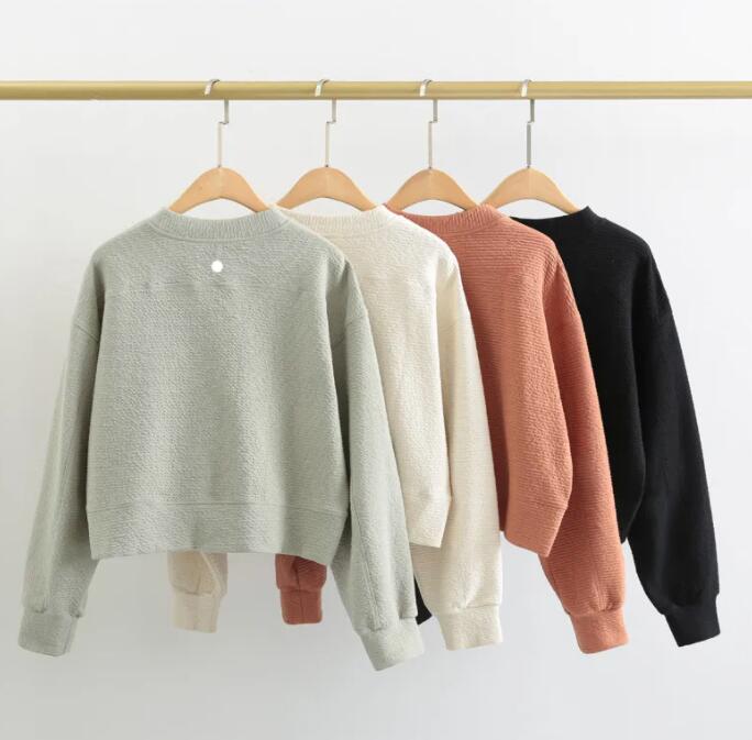 

lululemens Women's Yoga Causal Sweatshirts Loose Fit Long Sleeve Sweater Ladies Cotton Workout Athletic Gym Shirts Causal Clothing, Brown