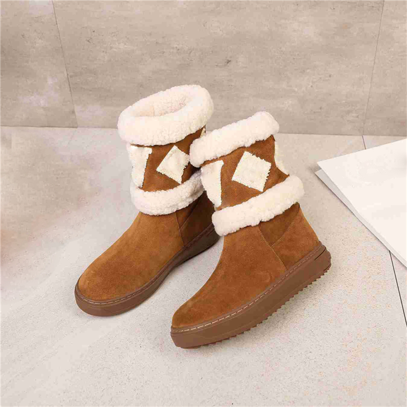 

Women Designer Snowdrop Flat Ankle Boots Wool Lining Rubber Outsole Casual Suede Street Style Plain Leather Martin Winter Booties Sneakers With Original Box