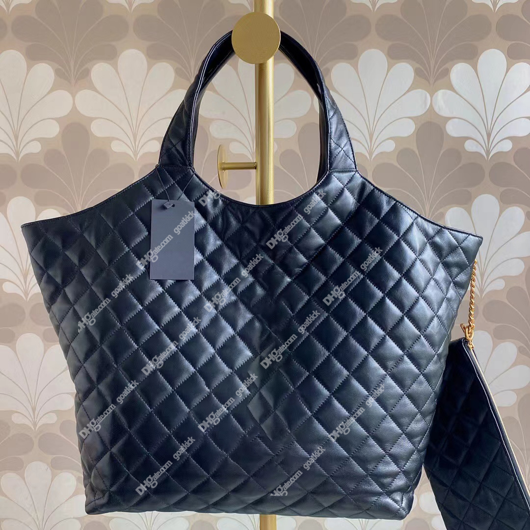 

Icare Maxi Shopping Bags In Quilted Large Capacity Tote Shopping Shoulder Bag Diamond Surface New With Chain Coin Wallet Luxury Handbags Women Genuine Leather, Black