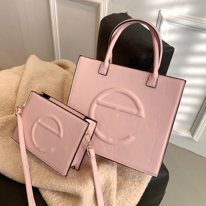 

Top Women's Tote Bag PU Handbag Two-Piece Foreign Trade Cross-Border Shoulder Messenger Bags, Black