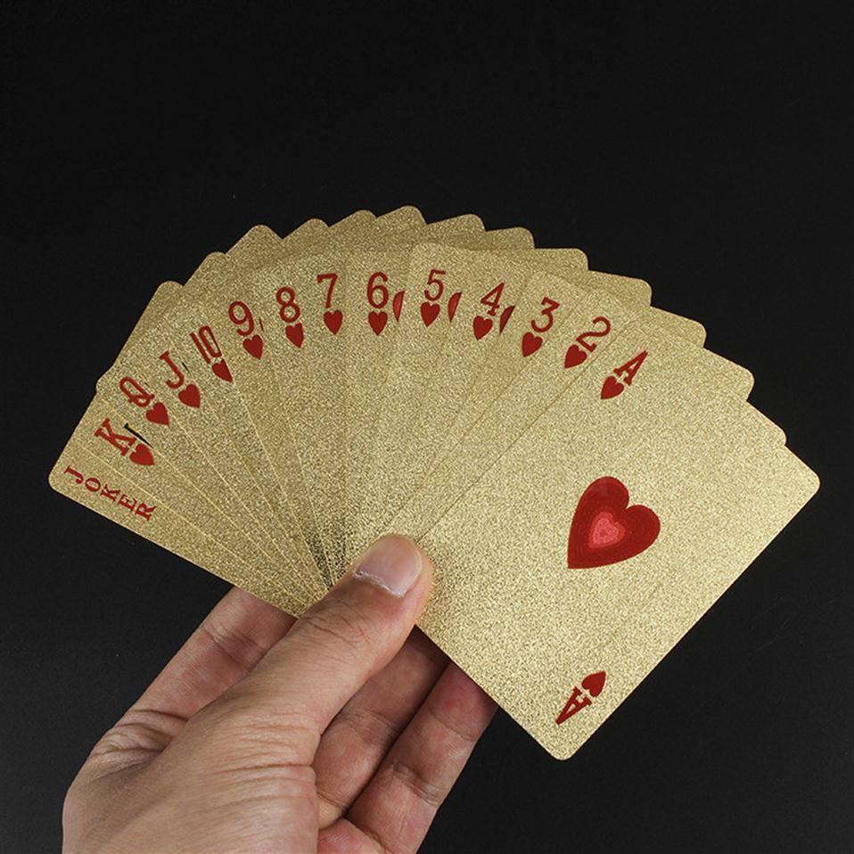 

55pcs box Poker Waterproof Playing Cards Set Pure Color Golden Poker Card Sets Classic Magic Tricks Tool Board Game High Quality314h