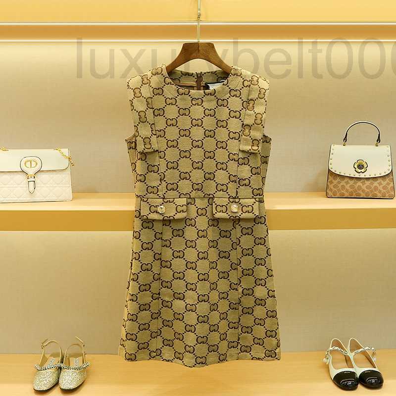 

Casual Dresses designer French Autumn Women' New Product Temperament Slim Letter Jacquard I5N7, Khaki (cd letters)