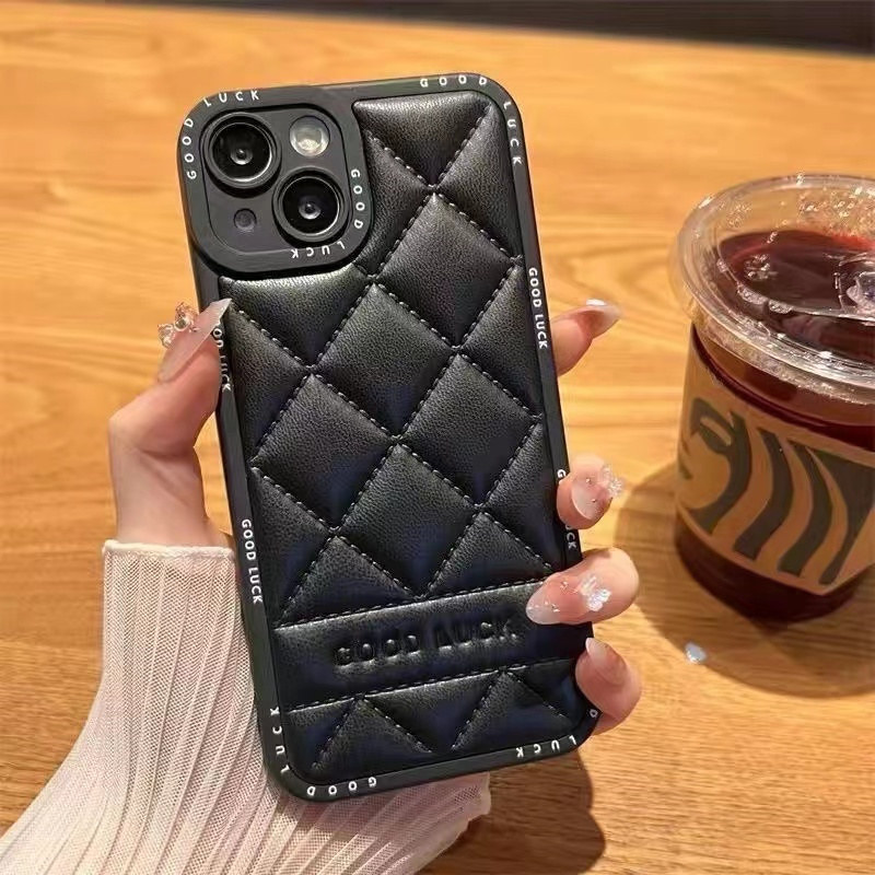 

Fashion phone cases for iPhone 14 Pro Max 14plus 12 12pro 12promax 13 13pro 13promax 11 11promax Pu Leather Printed Letter Good Luck designer mobile phone shell, Black