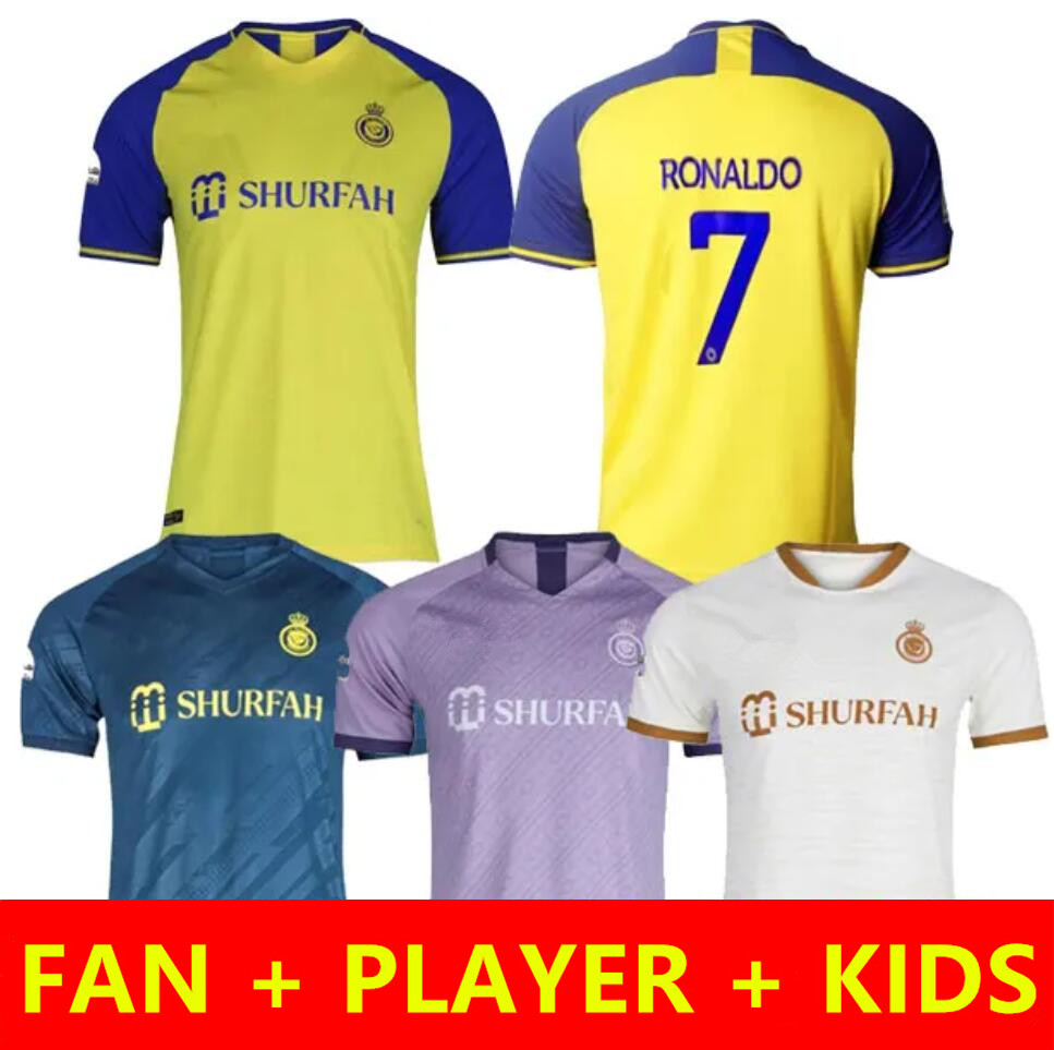 

Al Nassr FC soccer Jerseys Ronaldo 2022 2023 Home yellow away blue third 22 23 Gonzalo Martinez Talisca Ghislain Konan Vincent Aboubakar men Football shiirt kids, Home player version