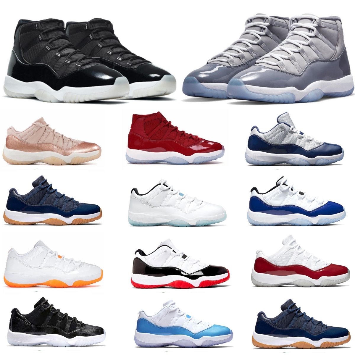 

Men women basketball shoes cherry 11 breathable midnight navy cool grey pure violet citrus legend gamma UNC blue bred cap gown concord space jam, 32