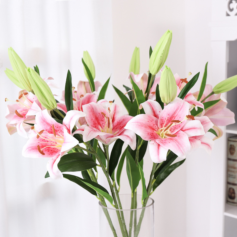 

artificial Simulated flower Lily feel wedding home decoration Flower plant simulation potted decorative, Colour