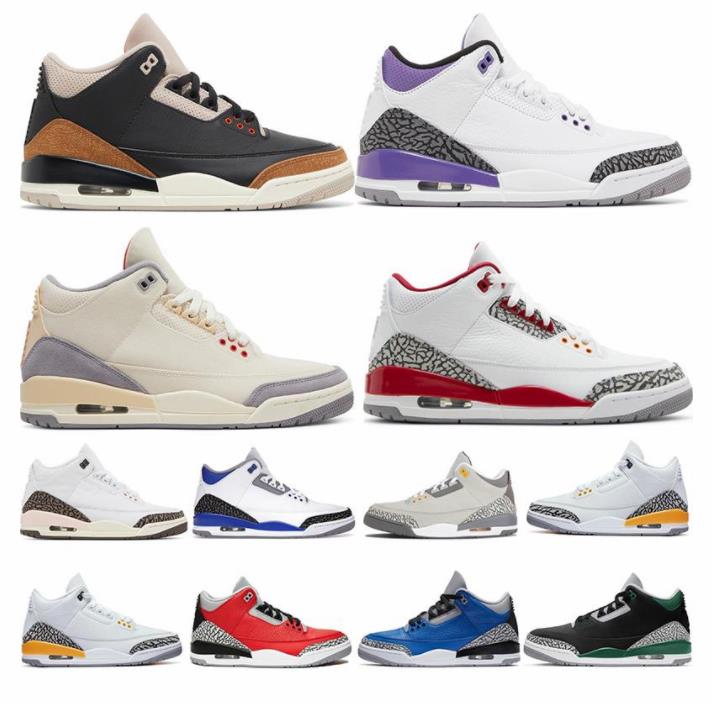 

Mens Basketball Shoes 3s Jumpman 3 University Blue Black Cat Cement Cool Grey Purple Men Trainer Sport Sneakers Size 36-47