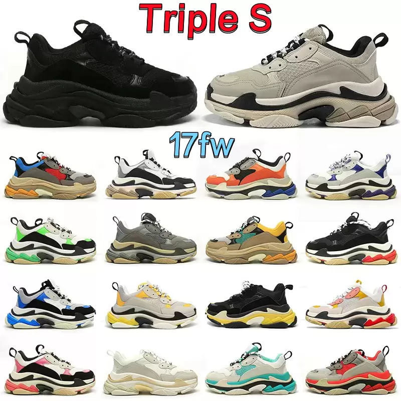 

With Box Designer Balencaigaitys Shoes Designer Casual Shoes Triple S Men Women 17FW Luxurys Platform Sneakers Black White Grey Royal O xmRl