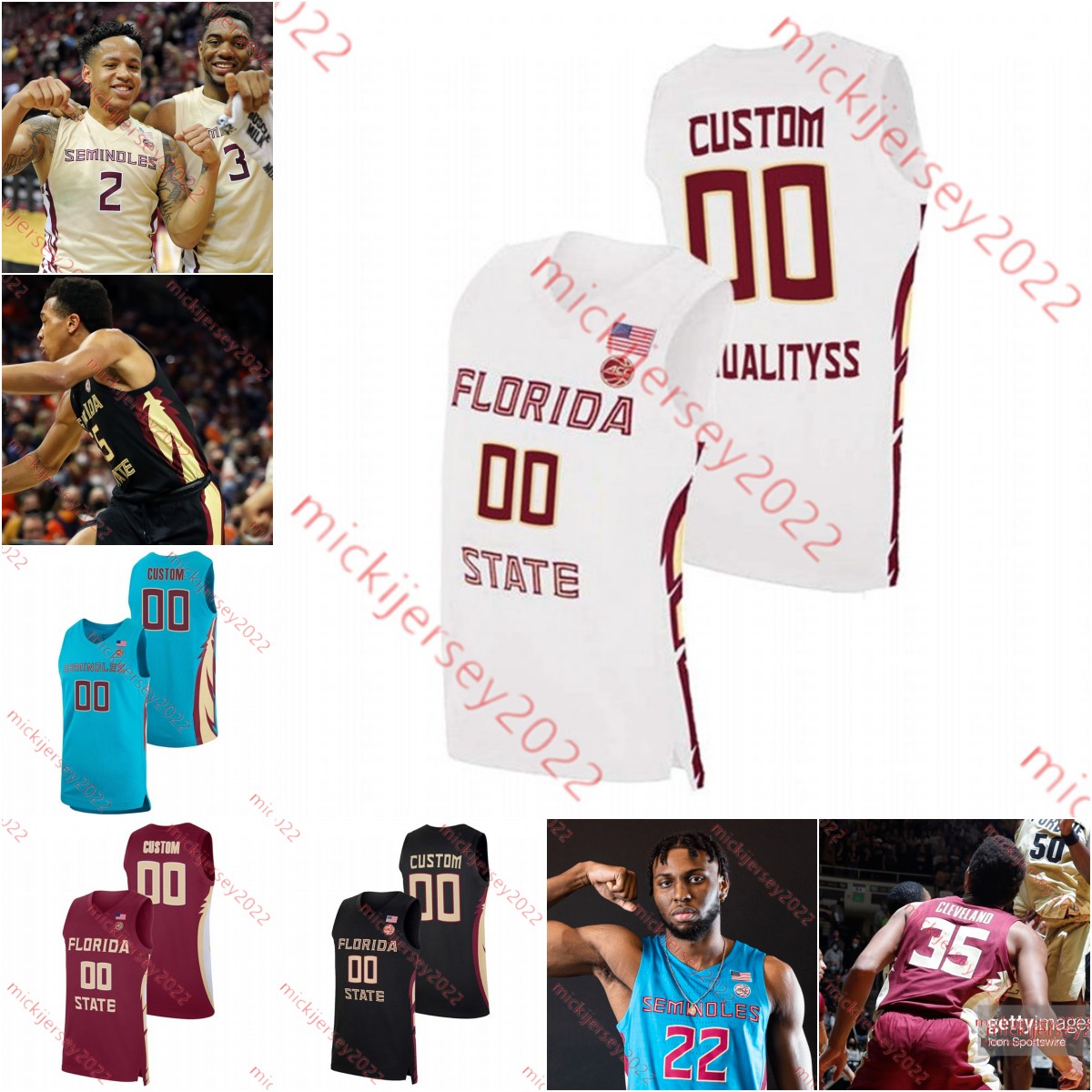 

Matthew Cleveland Scottie Barnes Caleb Mills FSU Basketball Jersey Devin Vassell Balsa Koprivica Chandler Jackson Jalen Warley Florida State Seminole Jerseys, White