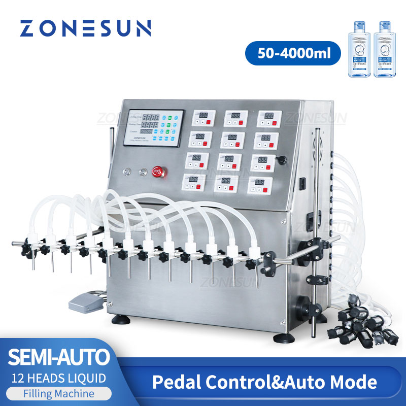 

ZONESUN ZS-DPYT12P Filling Machine Semi-Automatic Juice Milk Water Bottle Liquid Filler