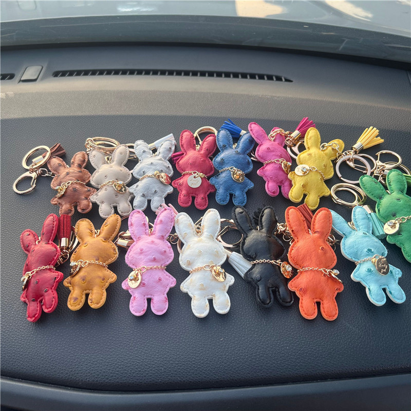 

Animal Rabbit Keyrings Rings Women Cartoon Bunny Design Key Chains Holder PU Leather Pendant Trinket Car Keychains Charm Gift Bag Jewelry Accessories for Men