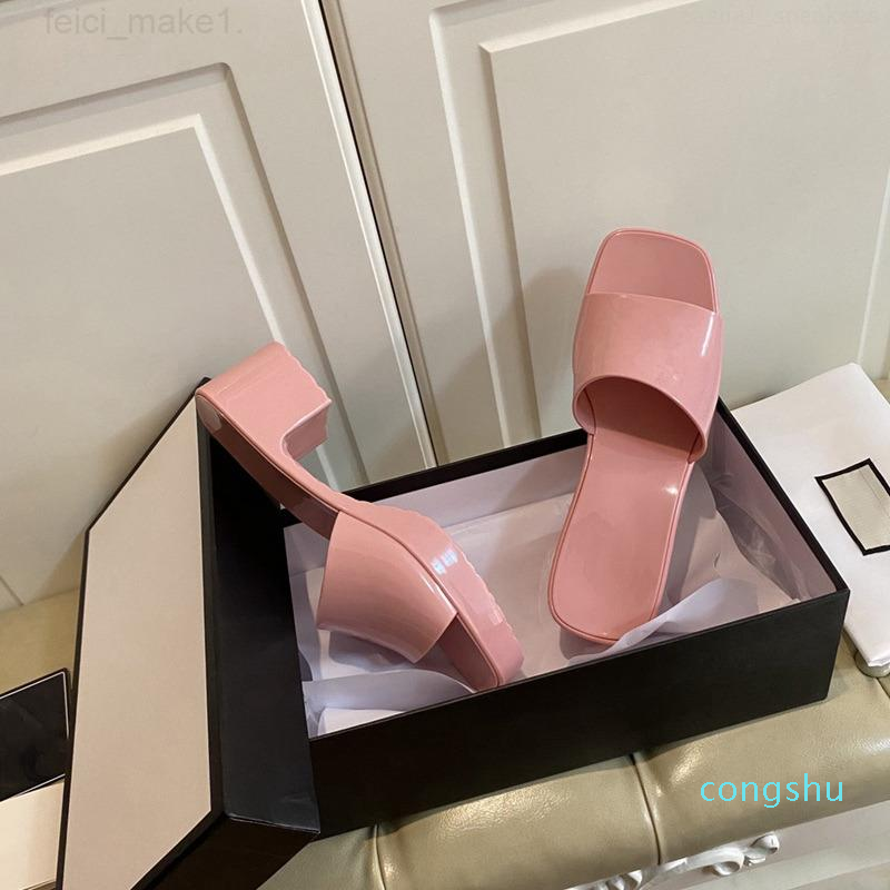 

Women Rubber Slide Sandal Chunky Heel Slippers Black White Red Green Yellow Platform Slides Womens Fashion Multicolor Slipper Casual Flip