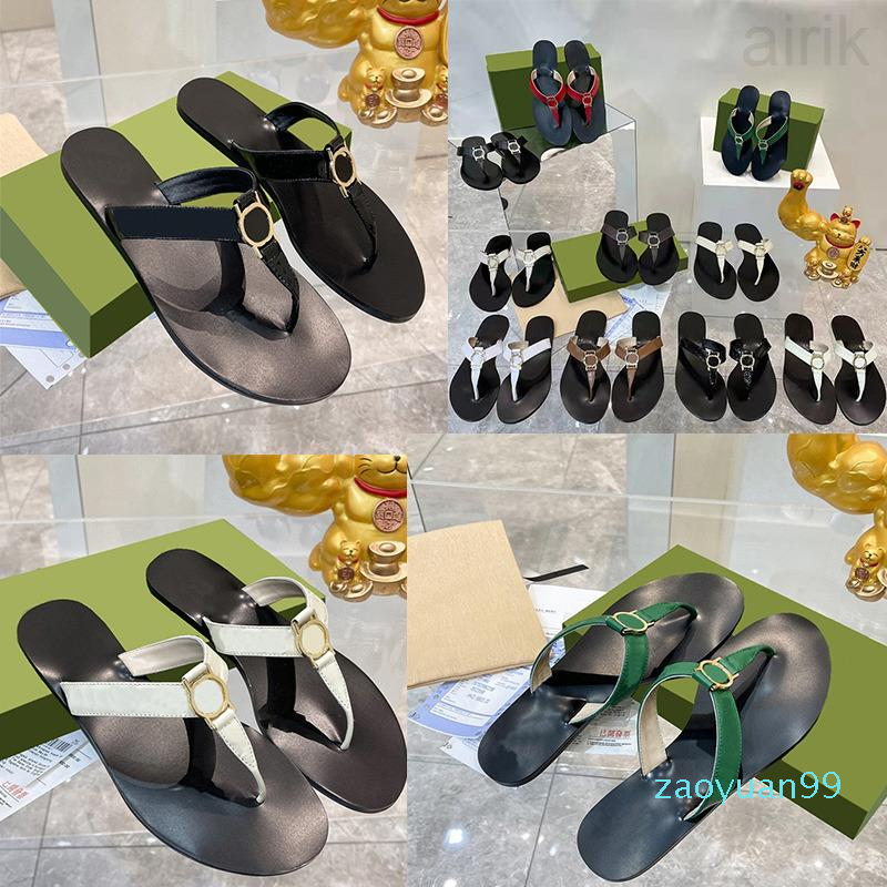 

Designer slippers Women Slides Thong Sandal Double Flip Flops Slipper Metal Chain Fashion Summer Beach slippers Larger Size With Box