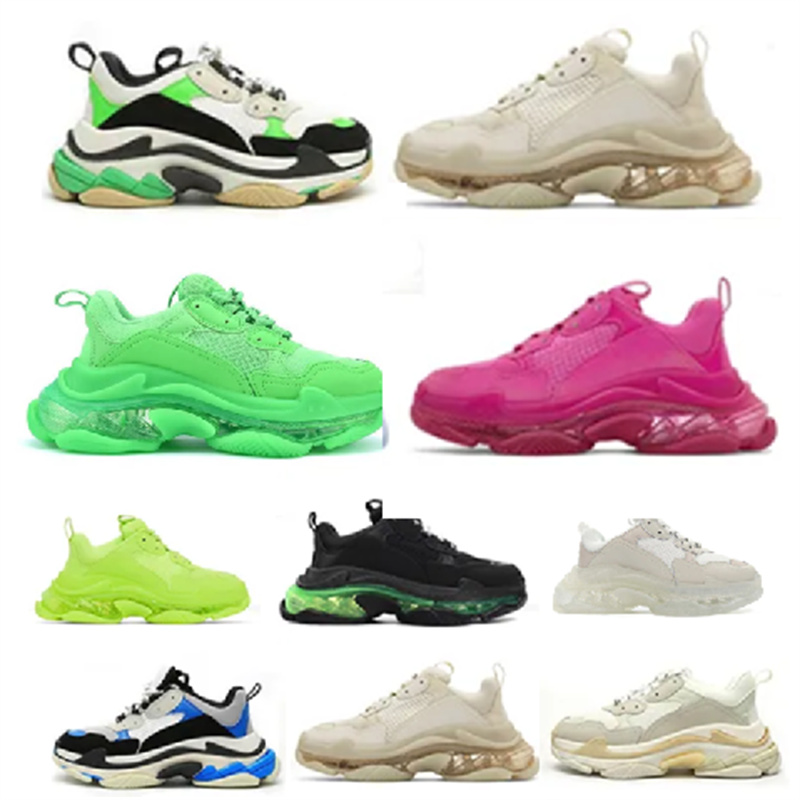 

HOT CAKE Casual Shoes triple s men women large size luxury platform sneakers clear sole Black White Beige Teal Blue Bred Red Pink green, 11