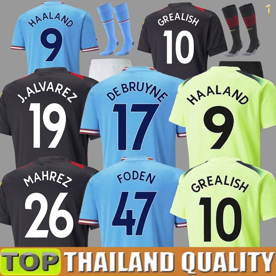 

22 23 HAALAND soccer jerseys GREALISH STERLING MANS CITIES MAHREZ fans player version DE BRUYNE FODEN BERNARDO RUBEN 2022 2023 football shirt kids kit sets uniform, 22 23 third adult epl