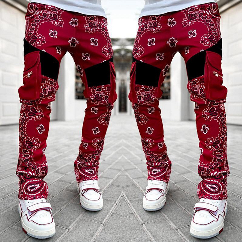 

High Street Designer Pants Men Multi-pocket Casual Trousers for Mens and Womens Joggers Patchwork Drawstring Cargo Pants Fashion Harajuku Hip Hop Sweatpants, Extra fee (are not sold separat)