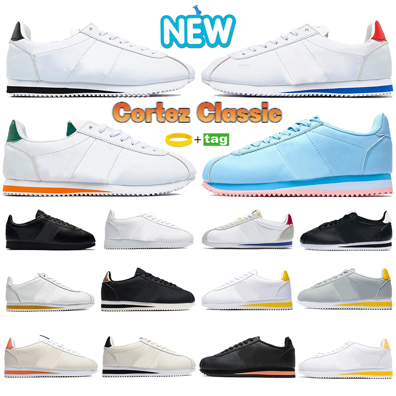 

2023 Cortez Classic Casual Shoes Mens Womens Black White Forrest Gump Stranger Things University Blue Trainers Designer Men Women Lightweight Basic Sneakers, 18 white metallic gold