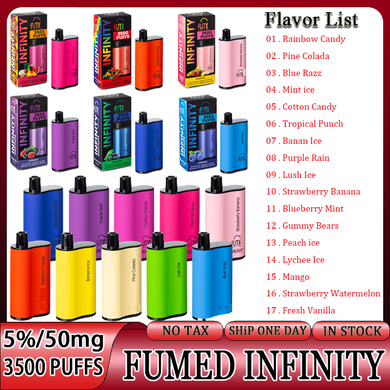 

FUMED INFINITY 3500 Puffs Disposable E Cigarettes Infinity Vapes 1500mah Battery Capacity 12ml With Puff 3500 Extra Vape Pen E-cigarettes QRJOY 17 Flavors