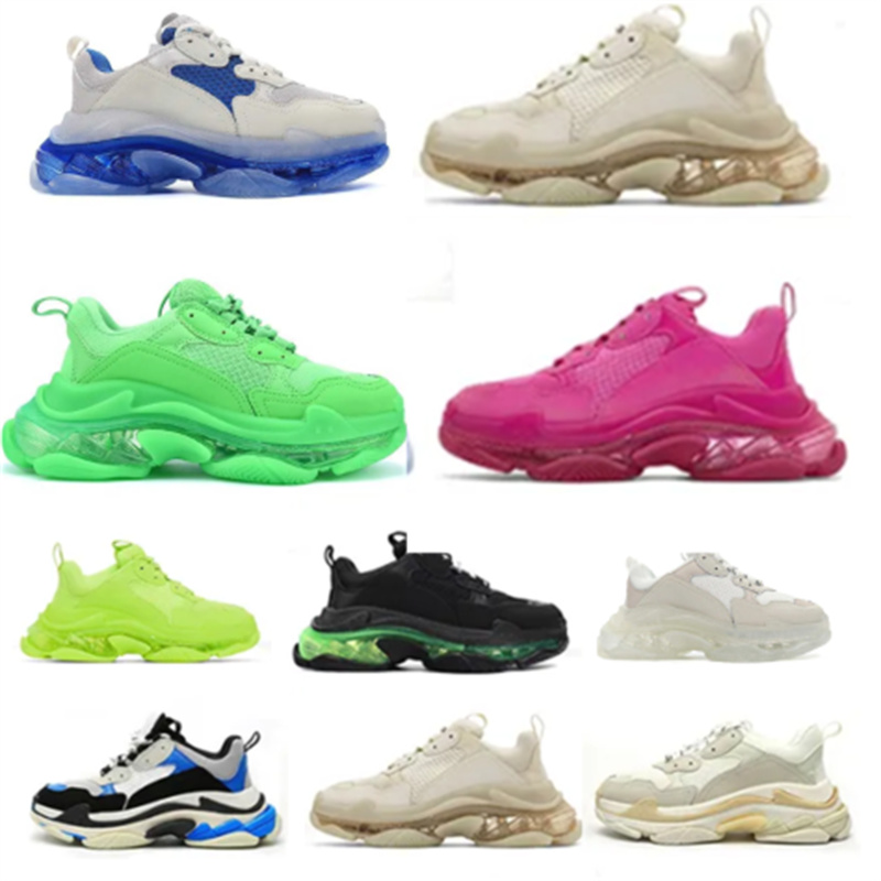 

HOT CAKE Casual Shoes triple s men women luxury platform sneakers clear sole Black White Beige Teal Blue Bred Red Pink large size