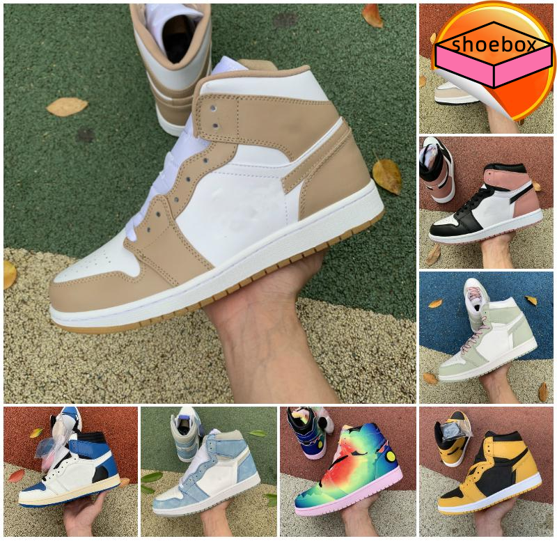 

2023 Mens Basketball Shoes 1s University Blue Chicago Twist Dark Mocha Unt Patent Turbo Green Jumpman 1 Pollen Tan Gum Prototype Men Women, 19