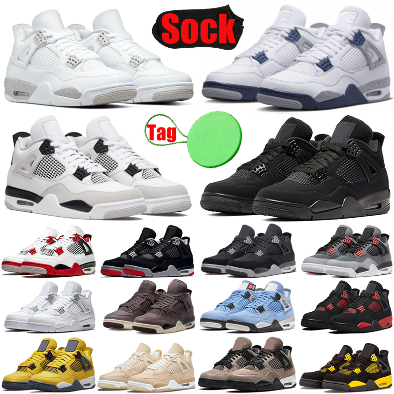 

Military Black Cat 4 4s mens basketball shoes Midnight Navy Sail White Oreo Canvas Fire Red University Blue Cactus Jack men trainers sports, #3 black canvas