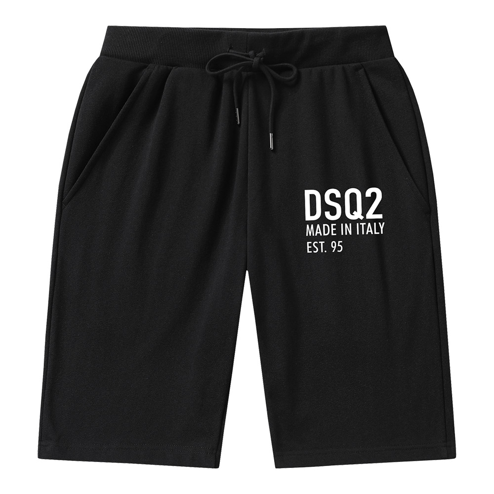 

Dsq2 Cotton Shorts for Men's Summer Casual Loose Short Letter Printed Pants Versatile Youth Drawstring Sweatpants Cool Beach Pants, Black