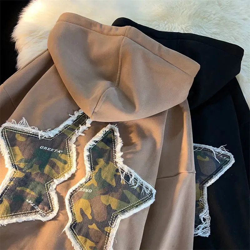 

Women s Hoodies Sweatshirts High Quality Tassel Star Embroidery Print Plush Thickened Sweater Couples Y2k Kawaii Winter Clothes 230103, Grey high quality