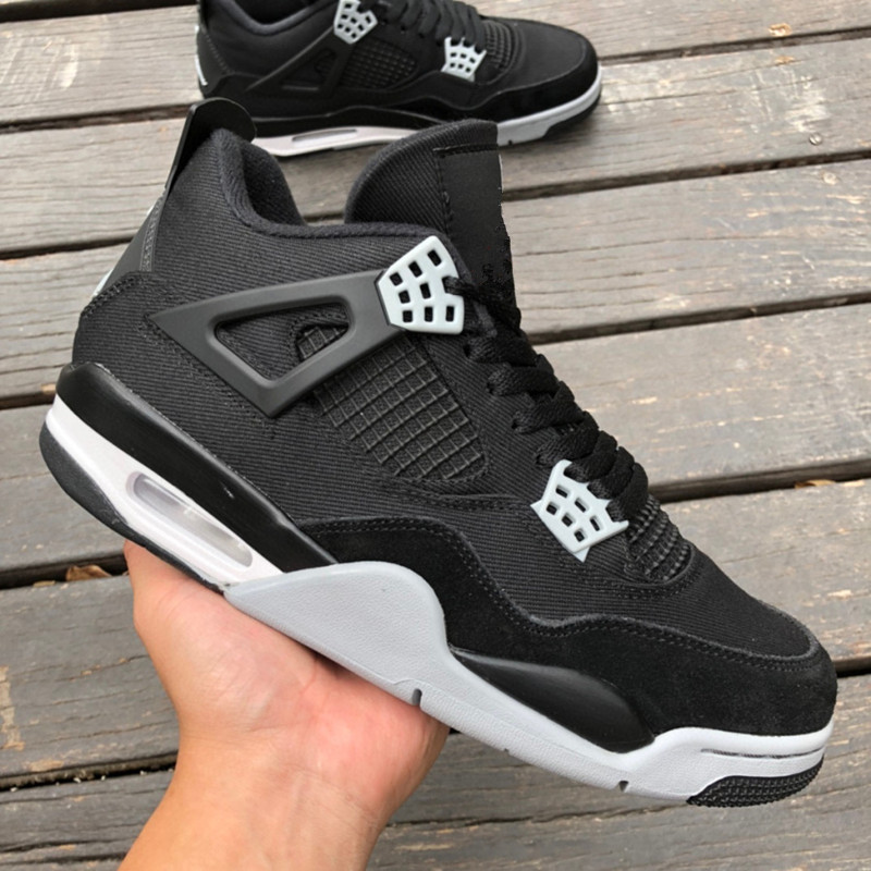 

New Jumpman 4 Blank Canvas Basketball Shoes 4s Black and Light Steel DH7138-006 Men Sports Sneakers Original Quality With box Size 40-47.5, Whit box