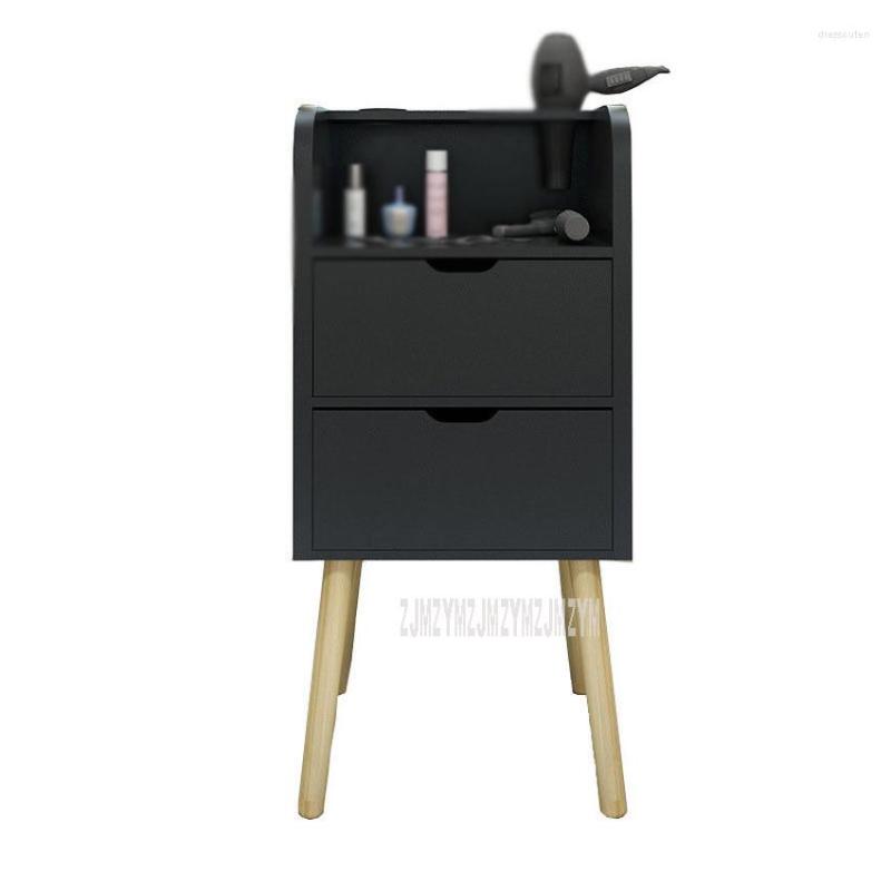

Hooks Simple Hair Salon Cabinet With 2 Big Drawer For Shop Beauty Mirror Side Solid Wood Leg Air Blower Tools Storage