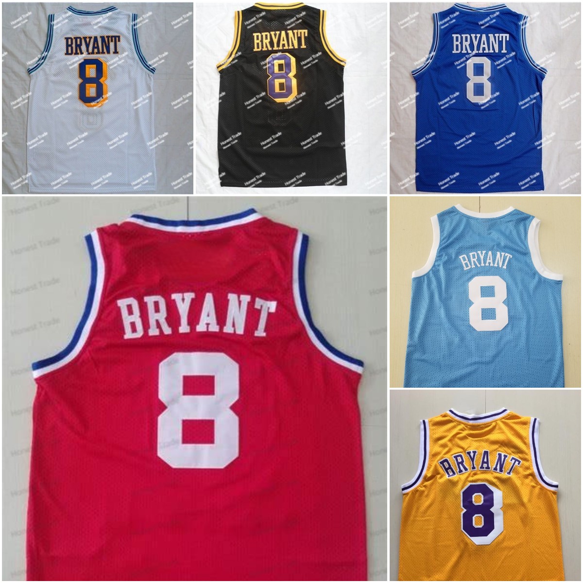 

2003 Retro 8 Basketball Jersey Yellow Purple Red Men Stitched Mesh Breathable Wear Mens #8 Jerseys 1996 1997, Men jersey