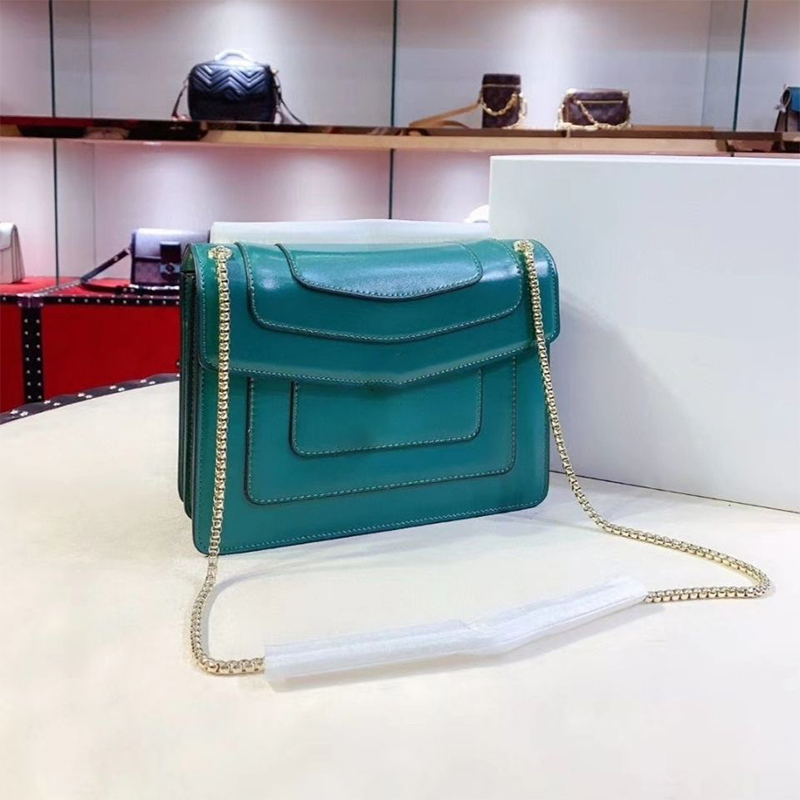 

2023 Upgraded Leather Enamel Snake Head Bag Chain One Shoulder Portable Messenger Armpit Small Square Bag Double Organ, Black
