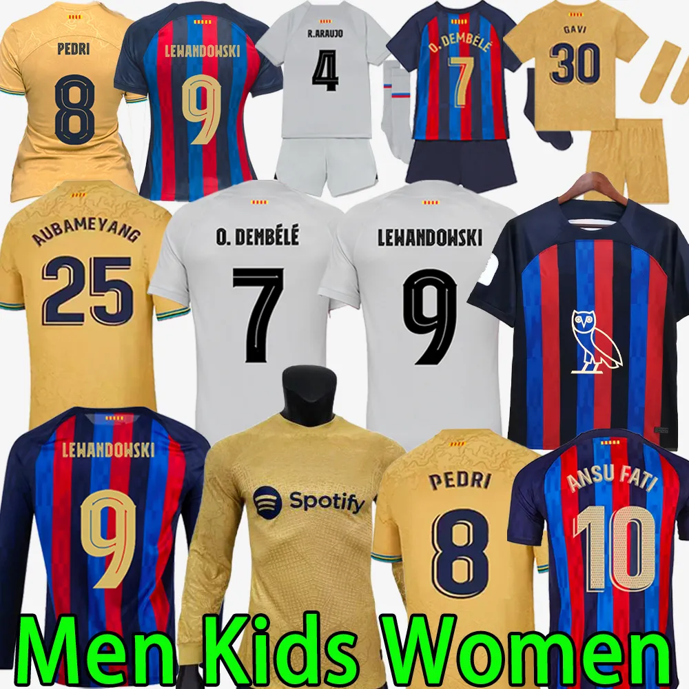 

KIDS KIT WOMEN MEN soccer jerseys barcelona LONG SLEEVE 22 23 LEWANDOWSKI MEMPHIS PEDRI RAPHINHA ANSU FATI 2022 2023 barca t shirts Owl Camisetas de football boys, 22/23 women