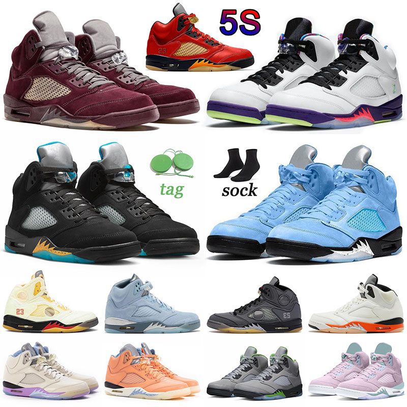 

Jumpman 5 Retros Aqua Basketball Shoes Jump Man J 5s Retos Unc University Blue Bird Alternate Bel-Airs White Sail Burgundy Green Bean Bluebird Concord Easter Sneaker, A15 40-47 sail