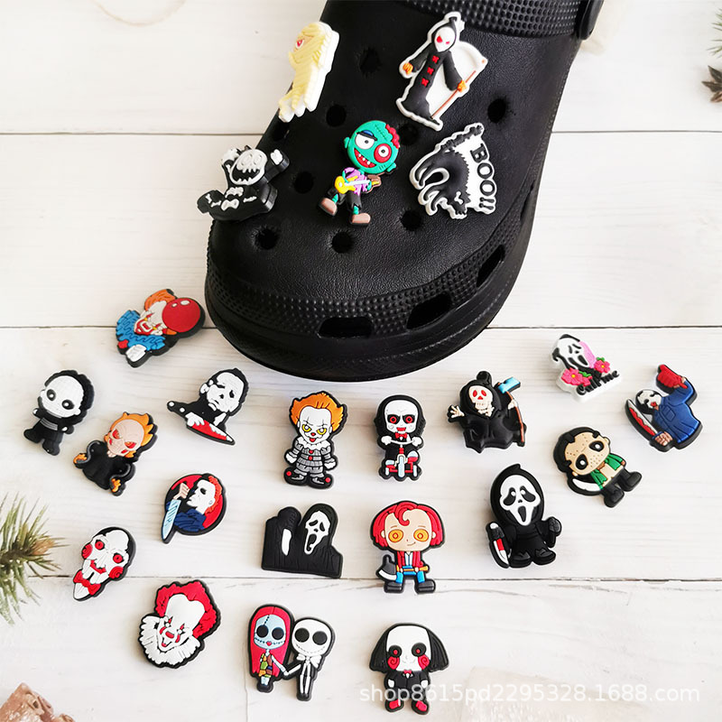 

Anime charms wholesale childhood memories halloween clown funny gift cartoon charms shoe accessories pvc decoration buckle soft rubber clog charms fast ship, Equally mixed colors