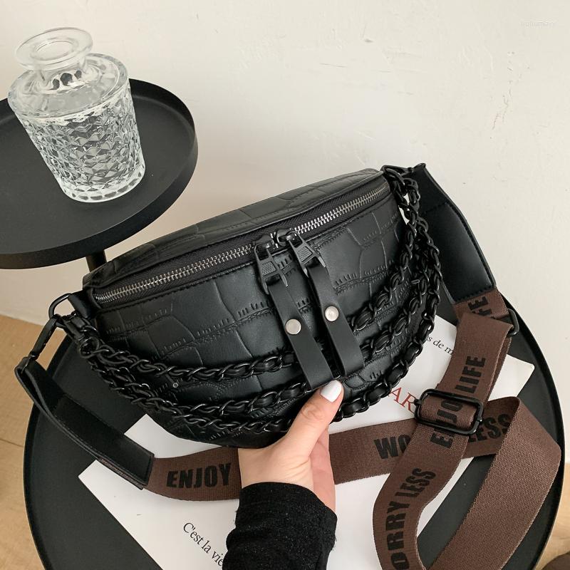 

Waist Bags Brand Women's Bag High Quality Leather Chest Fashion Chain Pack Ladies Crossbody Luxury Fanny, Grey belt bag