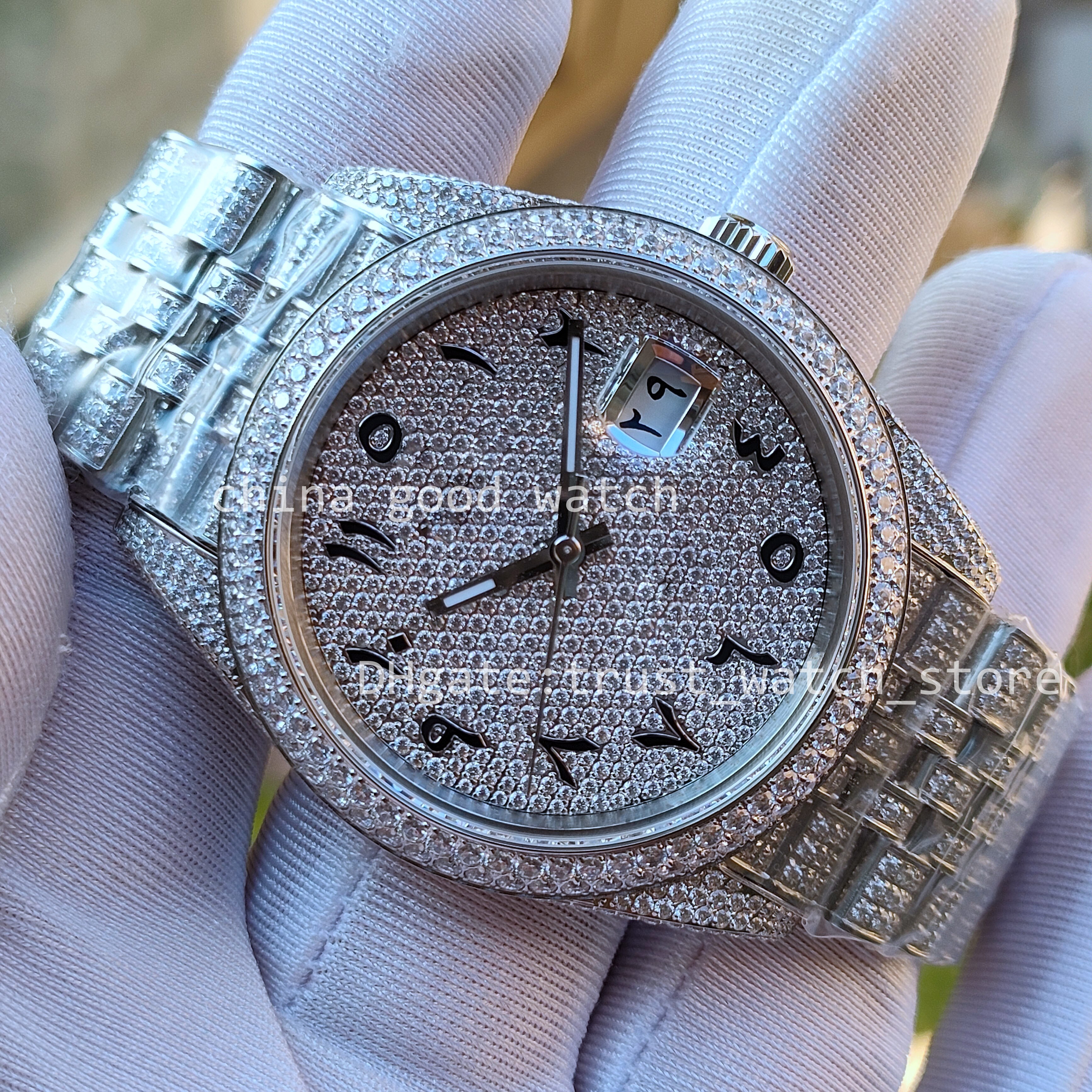 

Super Watch Men's Diamond Case 28800 Automatic Motion BP Factory 904L Unisex Watches Diamond Arab N umber Dial Bpf Jubilee Strap Wristmaps Sapphire, Only plastic boxes