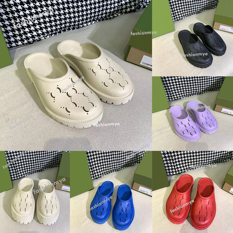 

Perforated Designer Slippers Men Thick Bottom Fashion Sandals Luxury Women Platform Slide Hollow Pattern Transparent Materials Sandal Rubber Flats Slipper