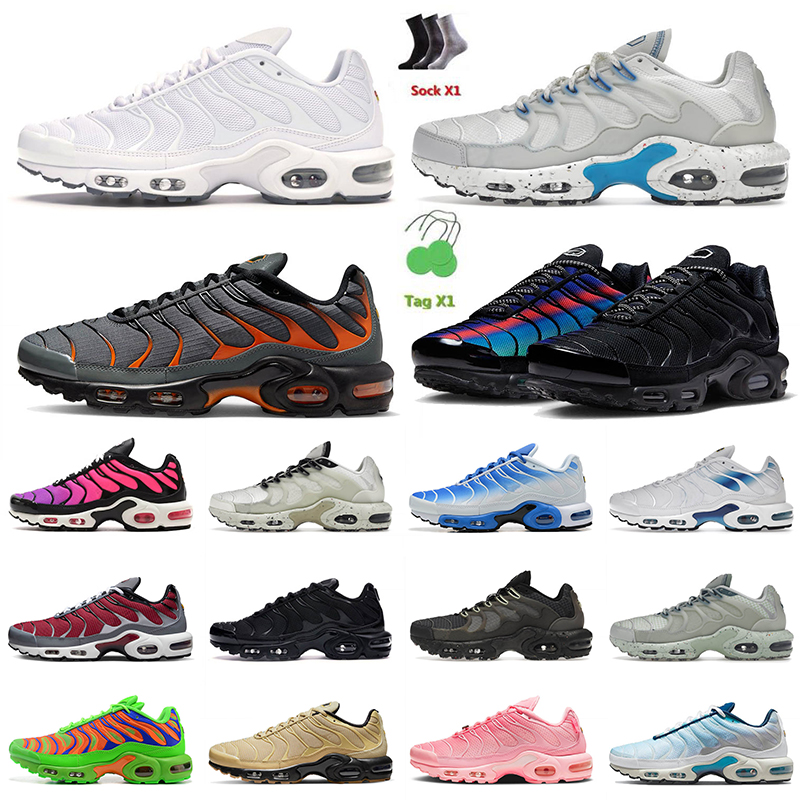 

2023 New Tns Running Shoes Tn Plus Triple White Pure Platinum Blue Unity Dusk Terrascape Sail Sea Glass Spray Paint Atlanta Psychic Trainers Sneakers Mens Women 36-46, A84 3d 40-46