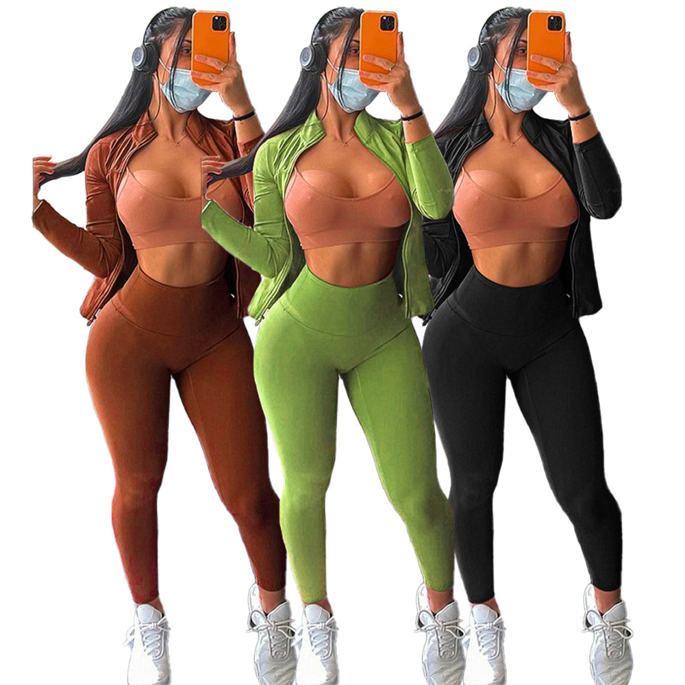 

Fall Winter Tracksuits Women Outfits Plus size 2XL Long Sleeve Jacket and Pants Two Piece Sets Casual Workout Sportswear Solid Sweatsuits Jogging suits 8596, Green