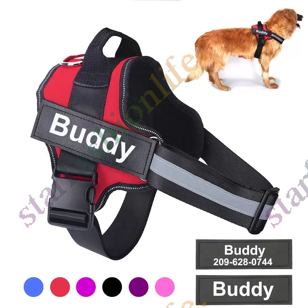 

Dog Collars Leashes Personalized Dog Harness NO PULL Reflective Breathable Adjustable Vest For Small Large Custom patch Pet Supplies