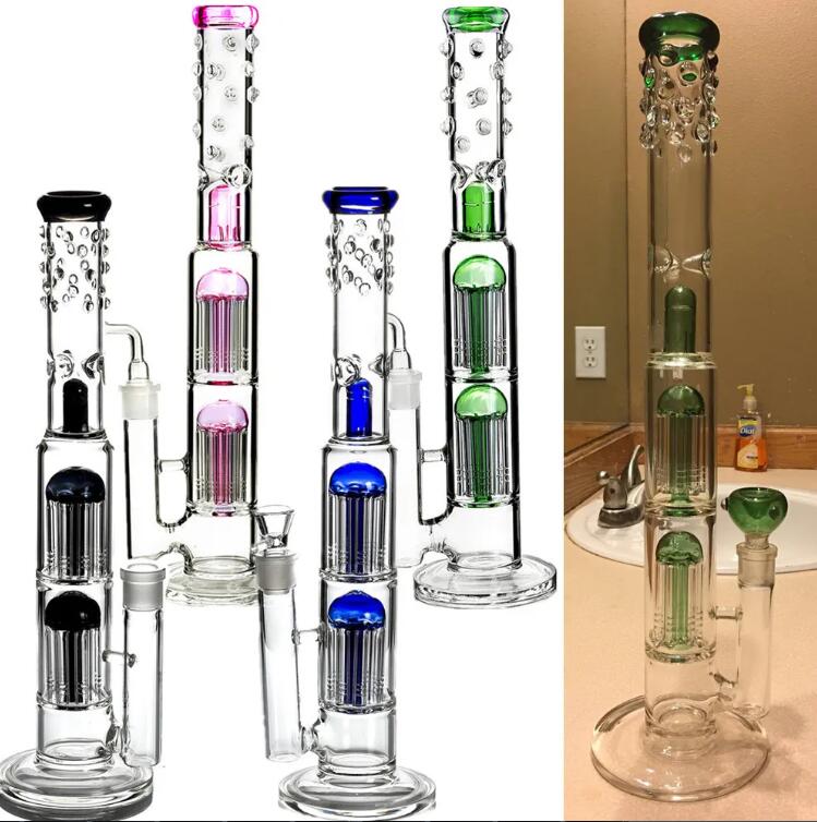 

Tall Glass Water Pipes Hookahs Arm Tree Perc Dab Rigs Unique Bongs Recycler Chicha Smoke Pipe