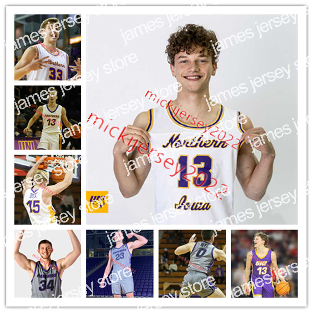 

College Basketball Wears Northern Iowa Panthers Basketball Jersey Custom Stitched Mens Youth 32 Tytan Anderson 33 Drew Daniel 34 James Betz 35 Noah Carter 50 Austin, Grey