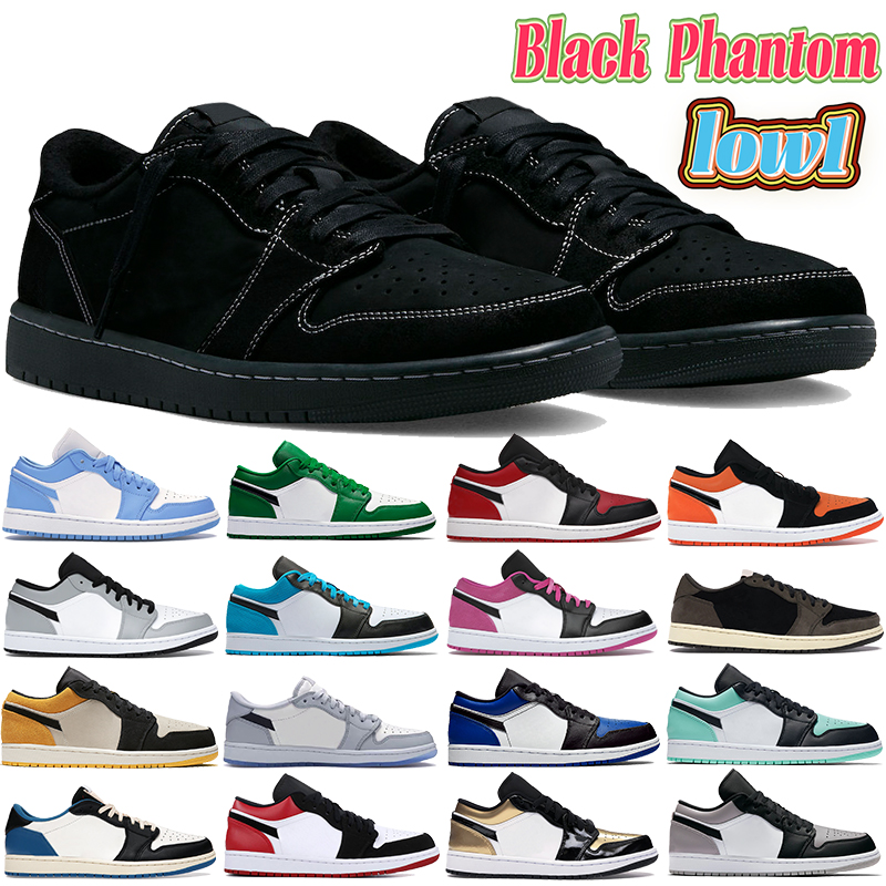 

Jumpman 1 1s low basketball shoes retro black phantom university blue Light Smoke Grey Cactus Mocha Atmosphere UNC paris lucky green men women sports sneakers, 27 obsidian ember1