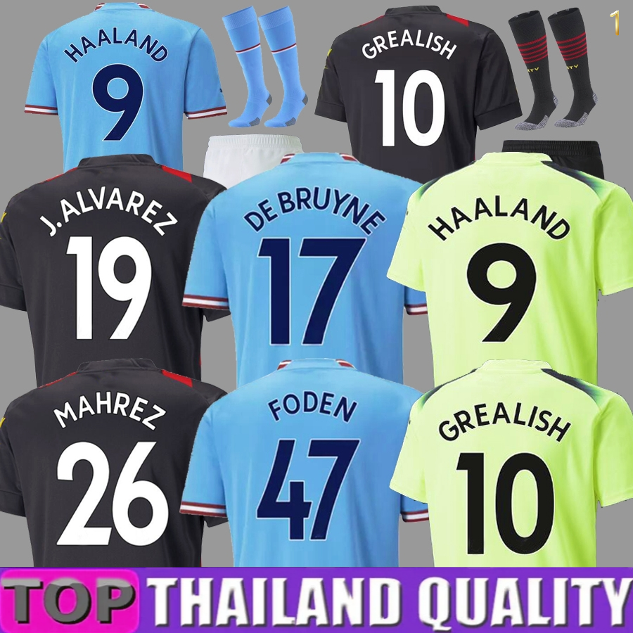 

22 23 HAALAND soccer jerseys 2022 2023 Player Fans GREALISH FODEN STERLING football t shirt DE BRUYNE GESUS BERNARDO MAHREZ Maillot Foot men kids kits thai, 22 23 blue gk kids
