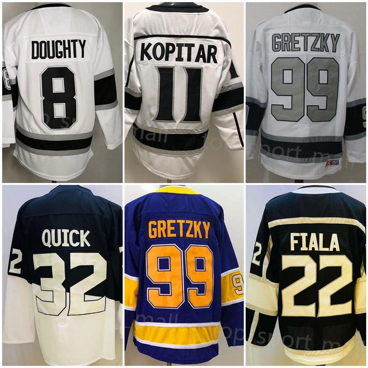 

College wear Stitch Ice hockey jerseys Purple Gretzky Jonathan Black Reverse Retro Blank Anze Kopitar Wayne Drew Doughty White Kevin Fiala Q, 99 retro