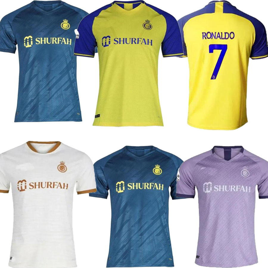 

22-23 Al Nassr FC soccer Jerseys number 7 Cristiano Ronado transfer Ronado Home yellow away top Jersey men kit football shirt
