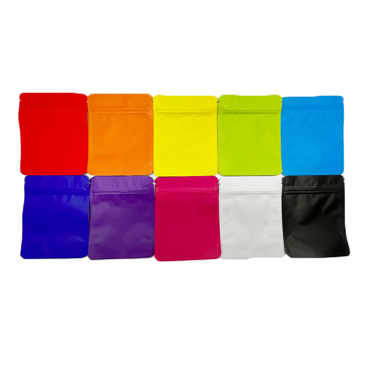 

Colorful plain 3.5g mylar bags double side solid resealable zip lock plastic food packaging bag